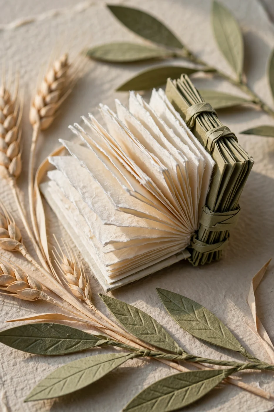 Folded ivory pages and a binding crease